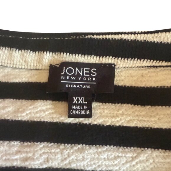 Jones New York XXL Coastal Chic Striped Sweater Nautical Rope Shoulder Detail - Picture 3 of 13